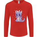 Cute Kawaii Baby Dragon Mens Long Sleeve T-Shirt Red