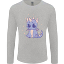 Cute Kawaii Baby Dragon Mens Long Sleeve T-Shirt Sports Grey
