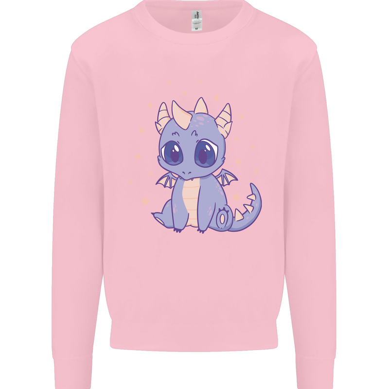 Cute Kawaii Baby Dragon Mens Sweatshirt Jumper Light Pink