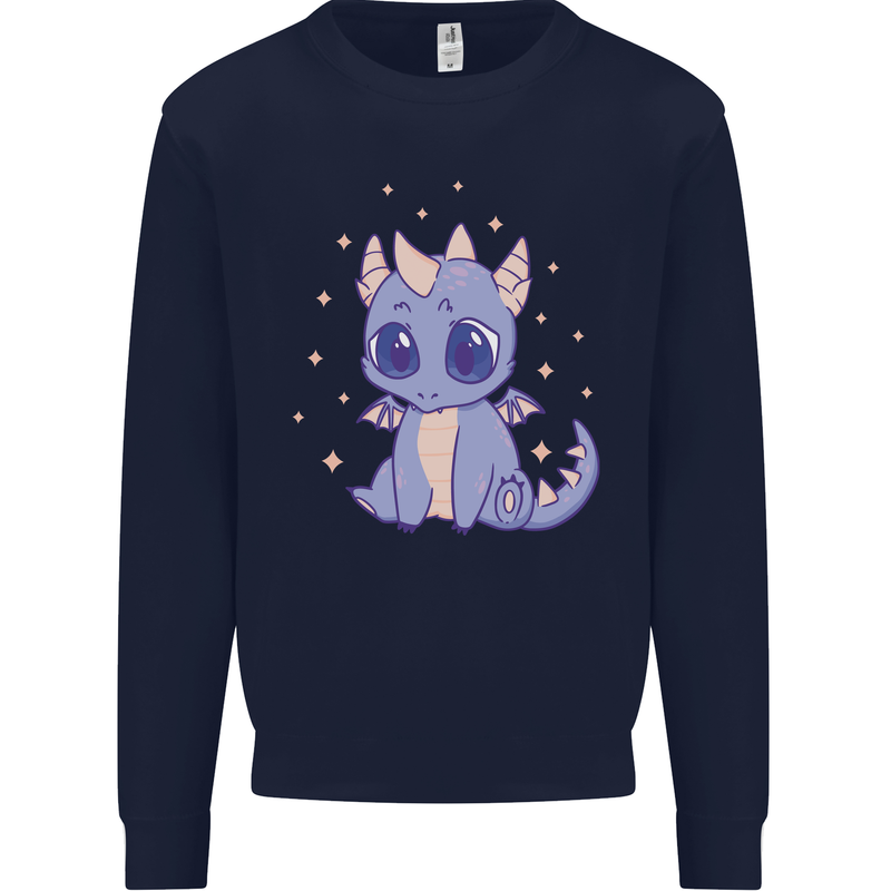 Cute Kawaii Baby Dragon Mens Sweatshirt Jumper Navy Blue