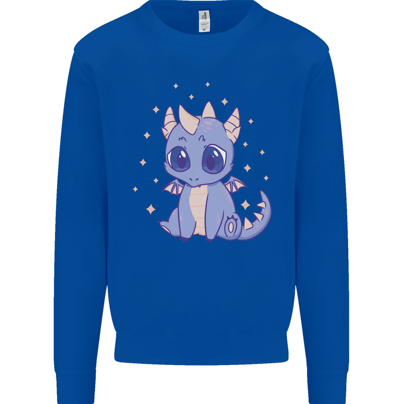 Cute Kawaii Baby Dragon Mens Sweatshirt Jumper Royal Blue