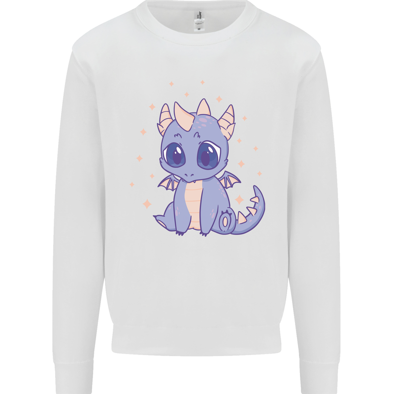 Cute Kawaii Baby Dragon Mens Sweatshirt Jumper White