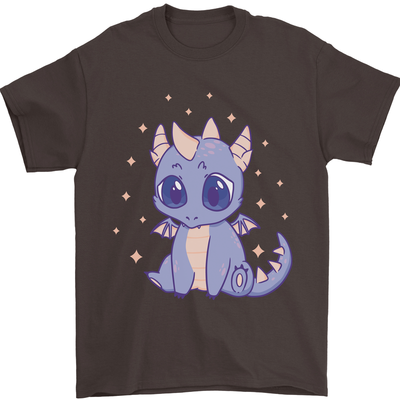 Cute Kawaii Baby Dragon Mens T-Shirt Cotton Gildan Dark Chocolate