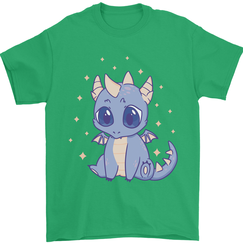 Cute Kawaii Baby Dragon Mens T-Shirt Cotton Gildan Irish Green