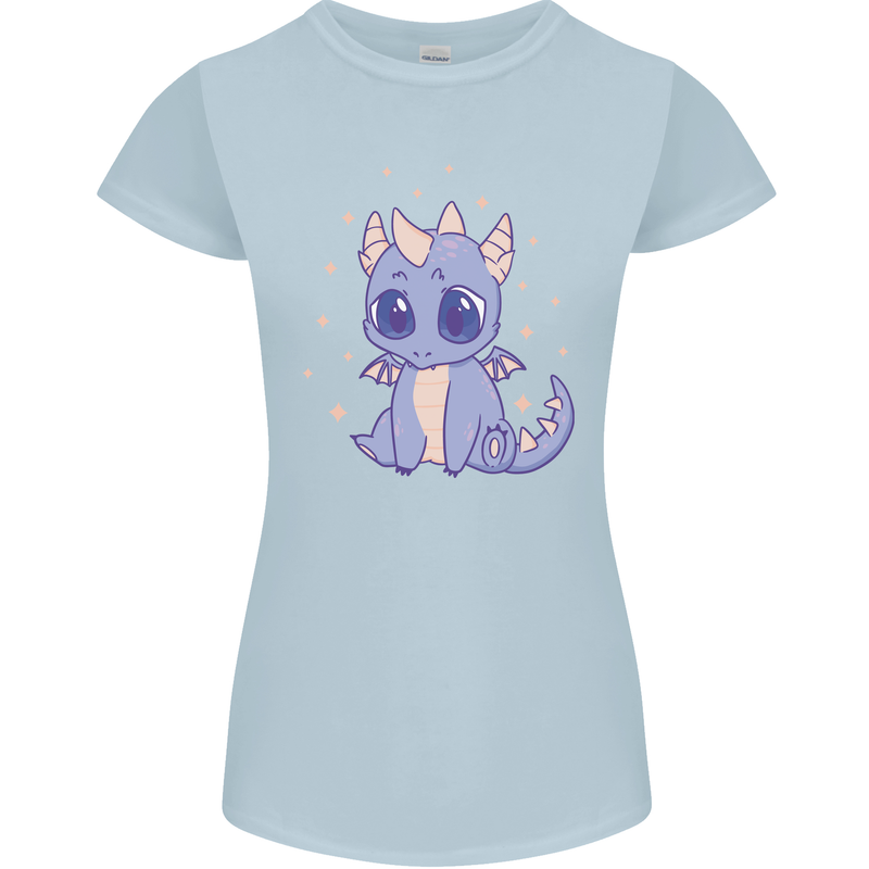 Cute Kawaii Baby Dragon Womens Petite Cut T-Shirt Light Blue