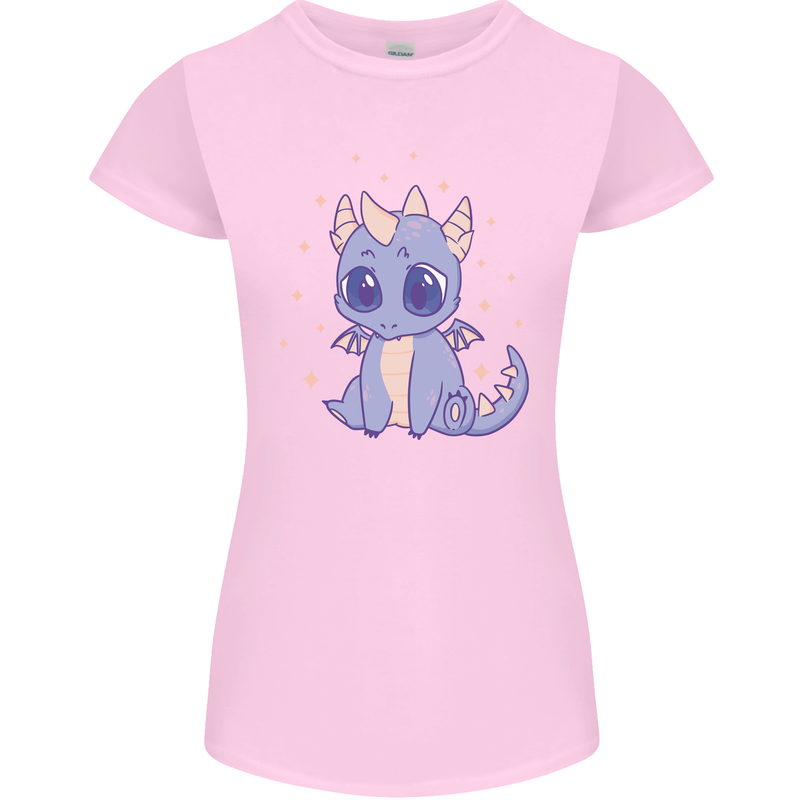 Cute Kawaii Baby Dragon Womens Petite Cut T-Shirt Light Pink