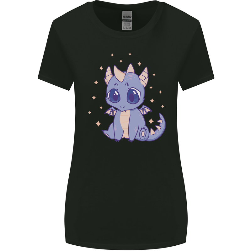 Cute Kawaii Baby Dragon Womens Wider Cut T-Shirt Black