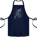 Cyberpunk Cthulhu Kraken Octopus Cotton Apron 100% Organic Navy Blue
