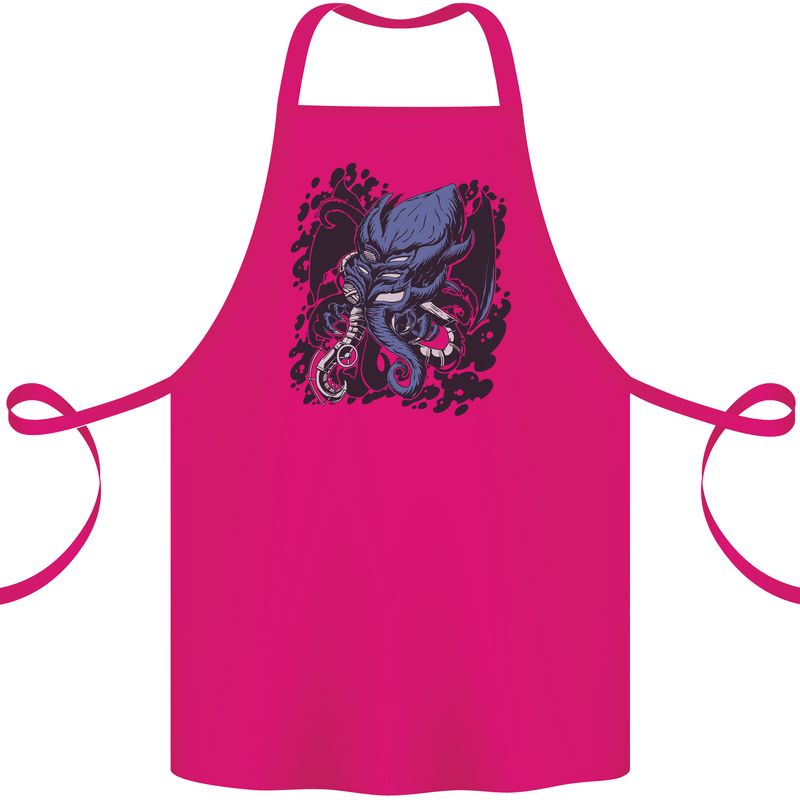 Cyberpunk Cthulhu Kraken Octopus Cotton Apron 100% Organic Pink