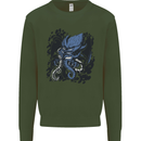 Cyberpunk Cthulhu Kraken Octopus Kids Sweatshirt Jumper Forest Green