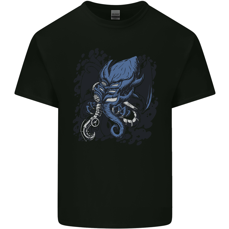 Cyberpunk Cthulhu Kraken Octopus Kids T-Shirt Childrens Black