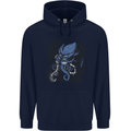 Cyberpunk Cthulhu Kraken Octopus Mens 80% Cotton Hoodie Navy Blue