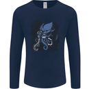Cyberpunk Cthulhu Kraken Octopus Mens Long Sleeve T-Shirt Navy Blue