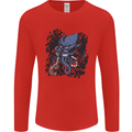 Cyberpunk Cthulhu Kraken Octopus Mens Long Sleeve T-Shirt Red