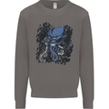 Cyberpunk Cthulhu Kraken Octopus Mens Sweatshirt Jumper Charcoal