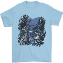 Cyberpunk Cthulhu Kraken Octopus Mens T-Shirt Cotton Gildan Light Blue