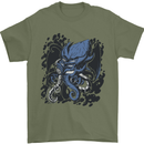 Cyberpunk Cthulhu Kraken Octopus Mens T-Shirt Cotton Gildan Military Green