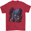 Cyberpunk Cthulhu Kraken Octopus Mens T-Shirt Cotton Gildan Red