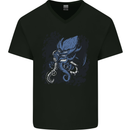 Cyberpunk Cthulhu Kraken Octopus Mens V-Neck Cotton T-Shirt Black