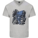 Cyberpunk Cthulhu Kraken Octopus Mens V-Neck Cotton T-Shirt Sports Grey