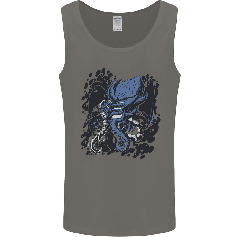 Cyberpunk Cthulhu Kraken Octopus Mens Vest Tank Top Charcoal
