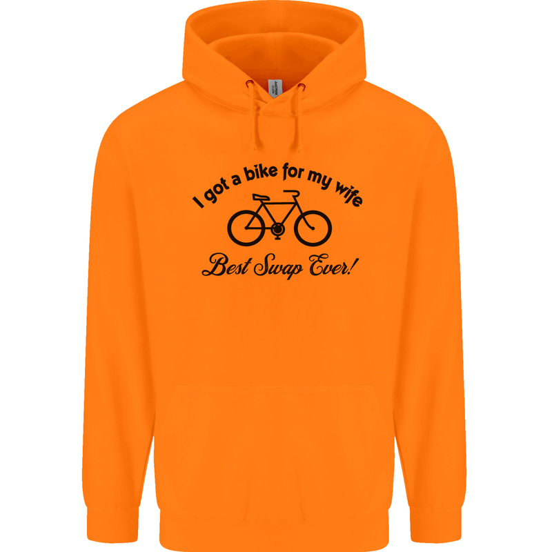 Cycling A Bike for My Wife Cyclist Funny Mens 80% Cotton Hoodie Orange