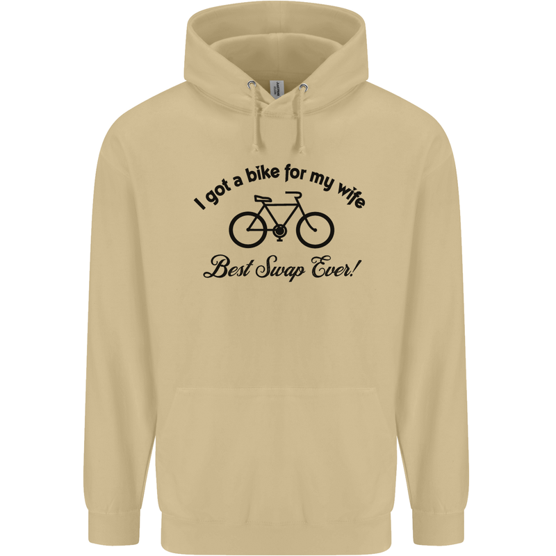 Cycling A Bike for My Wife Cyclist Funny Mens 80% Cotton Hoodie Sand