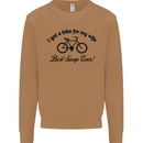 Cycling A Bike for My Wife Cyclist Funny Mens Sweatshirt Jumper Caramel Latte