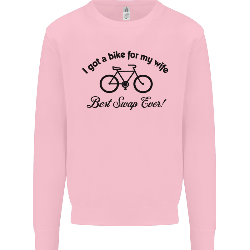 Cycling A Bike for My Wife Cyclist Funny Mens Sweatshirt Jumper Light Pink