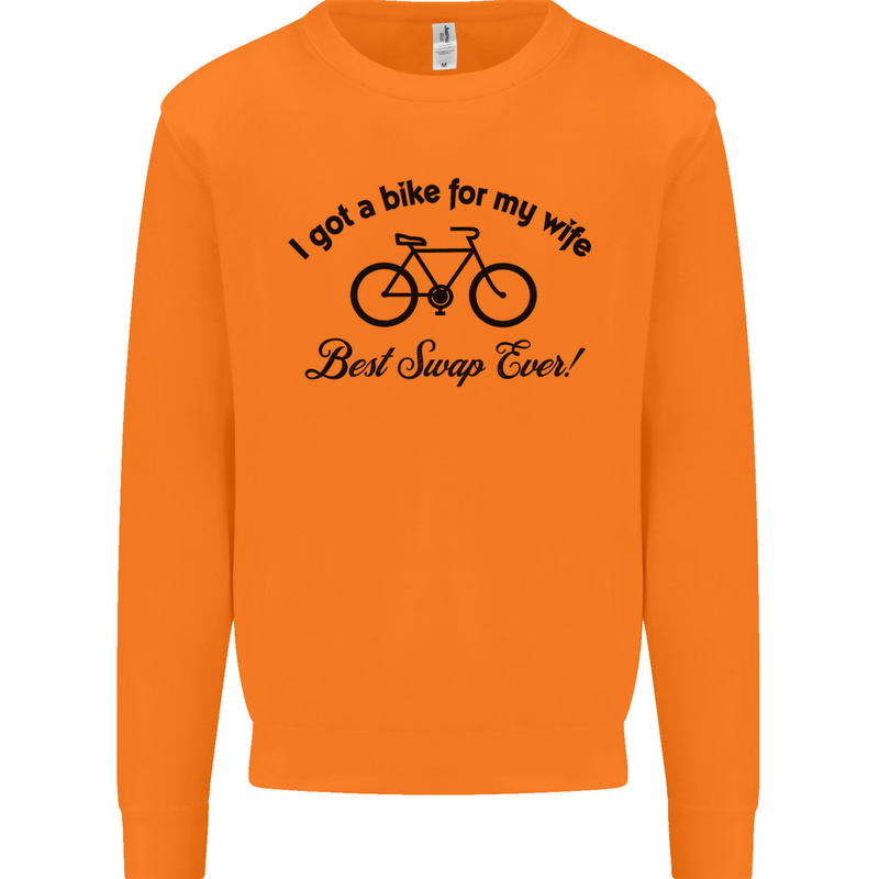 Cycling A Bike for My Wife Cyclist Funny Mens Sweatshirt Jumper Orange