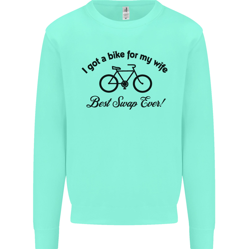 Cycling A Bike for My Wife Cyclist Funny Mens Sweatshirt Jumper Peppermint