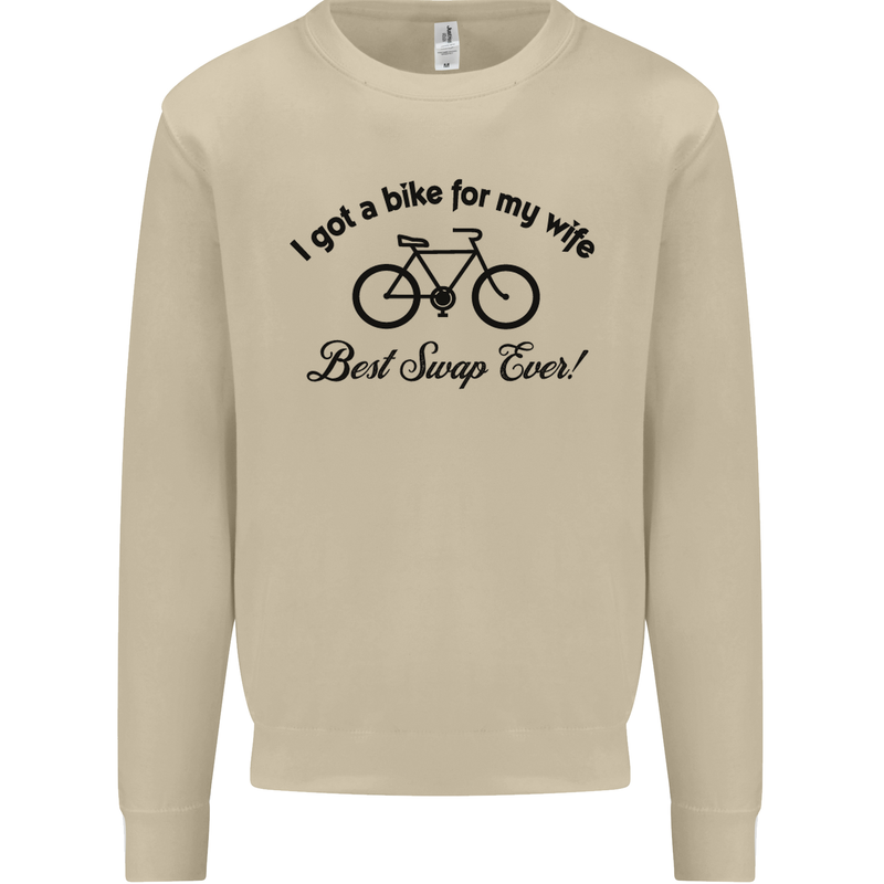 Cycling A Bike for My Wife Cyclist Funny Mens Sweatshirt Jumper Sand