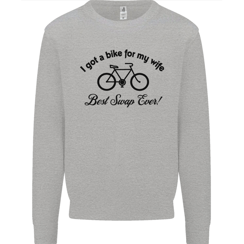Cycling A Bike for My Wife Cyclist Funny Mens Sweatshirt Jumper Sports Grey