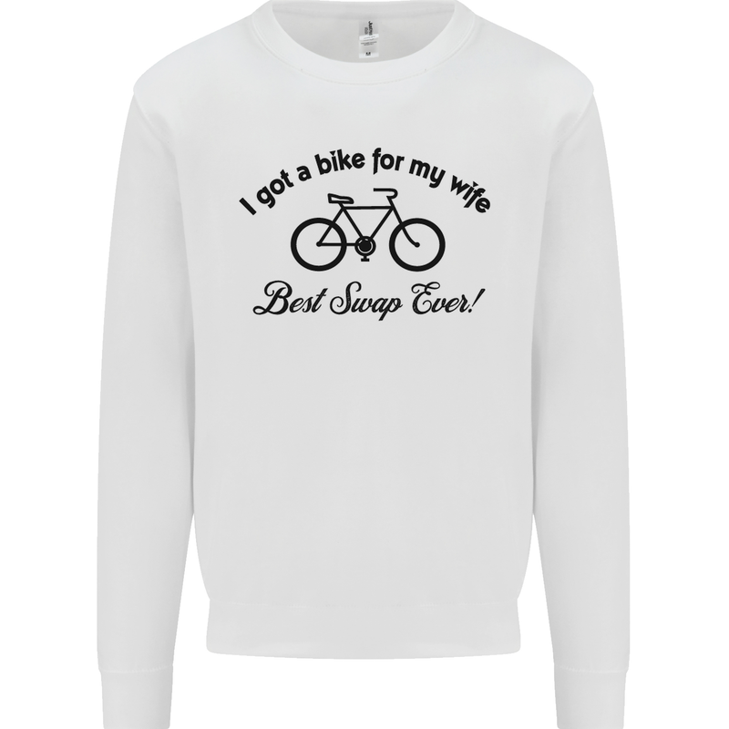 Cycling A Bike for My Wife Cyclist Funny Mens Sweatshirt Jumper White