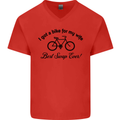 Cycling A Bike for My Wife Cyclist Funny Mens V-Neck Cotton T-Shirt Red