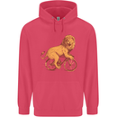 Cycling A Lion Riding a Bicycle Childrens Kids Hoodie Heliconia