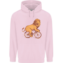 Cycling A Lion Riding a Bicycle Childrens Kids Hoodie Light Pink