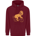 Cycling A Lion Riding a Bicycle Childrens Kids Hoodie Maroon