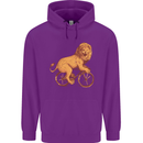 Cycling A Lion Riding a Bicycle Childrens Kids Hoodie Purple