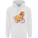 Cycling A Lion Riding a Bicycle Childrens Kids Hoodie White