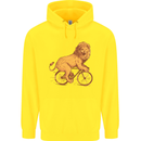 Cycling A Lion Riding a Bicycle Childrens Kids Hoodie Yellow