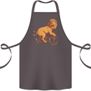 Cycling A Lion Riding a Bicycle Cotton Apron 100% Organic Dark Grey