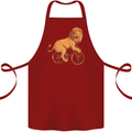 Cycling A Lion Riding a Bicycle Cotton Apron 100% Organic Maroon