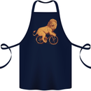 Cycling A Lion Riding a Bicycle Cotton Apron 100% Organic Navy Blue