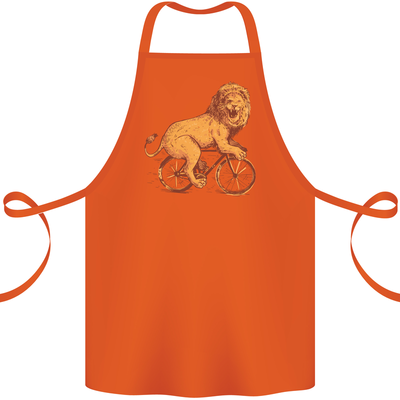 Cycling A Lion Riding a Bicycle Cotton Apron 100% Organic Orange