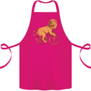 Cycling A Lion Riding a Bicycle Cotton Apron 100% Organic Pink