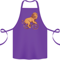 Cycling A Lion Riding a Bicycle Cotton Apron 100% Organic Purple