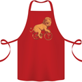 Cycling A Lion Riding a Bicycle Cotton Apron 100% Organic Red