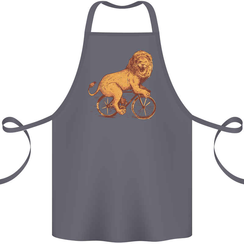 Cycling A Lion Riding a Bicycle Cotton Apron 100% Organic Steel