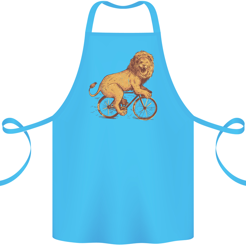 Cycling A Lion Riding a Bicycle Cotton Apron 100% Organic Turquoise